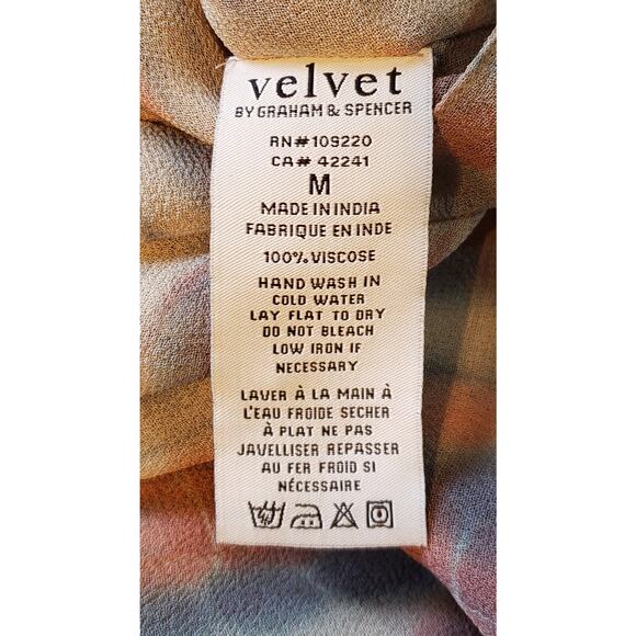 Velvet by graham and spencer size medium capped sleeve red & blue mesh blouse - Picture 6 of 6